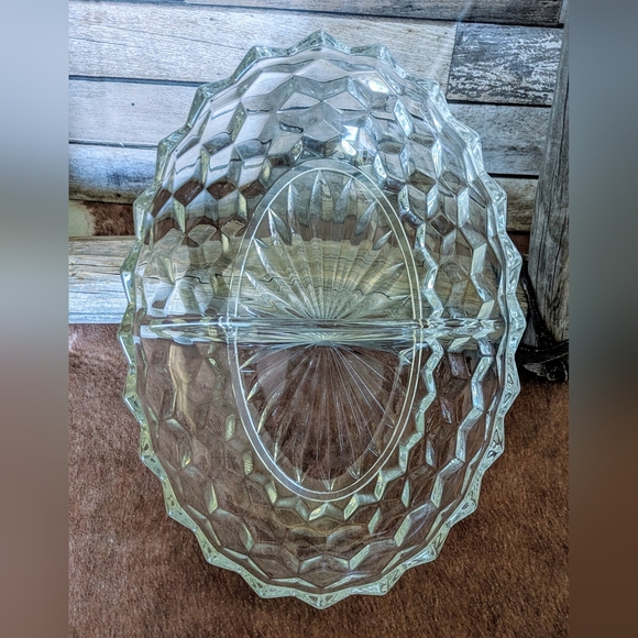 Vintage Authentic Fostoria American Crystal 2 Slot Relish Dish - Picture 5 of 10